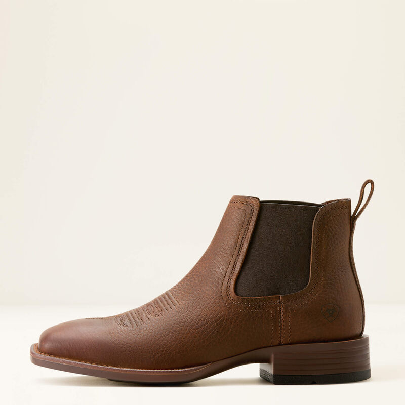 Ariat Booker Chelsea Wide Square Toe Western Boot - Brown Oiled Rowdy