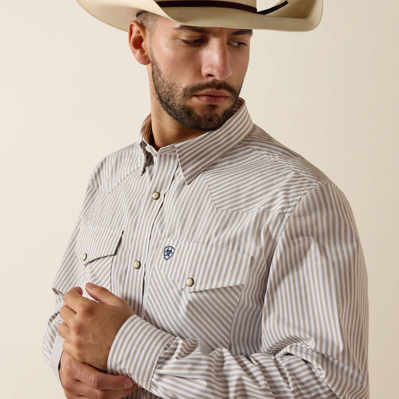 Ariat Pro Series Frasier Fitted Snap Shirt - Roasted Cashew Stripe