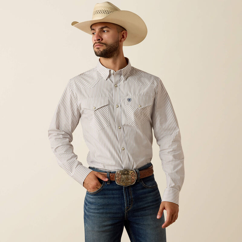 Ariat Pro Series Frasier Fitted Snap Shirt - Roasted Cashew Stripe