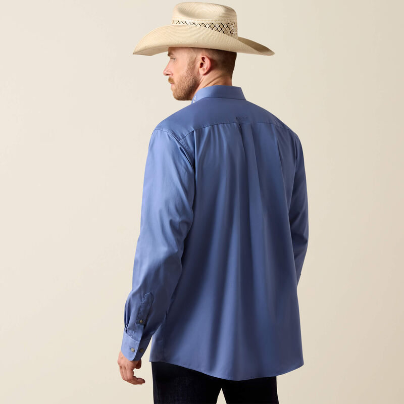 Ariat Team Logo Lightweight Twill Classic Fit Shirt - Colonial Blue/White