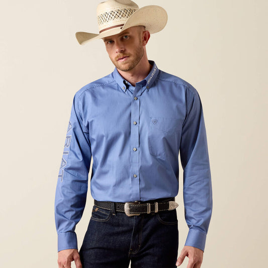 Ariat Team Logo Lightweight Twill Classic Fit Shirt - Colonial Blue/White