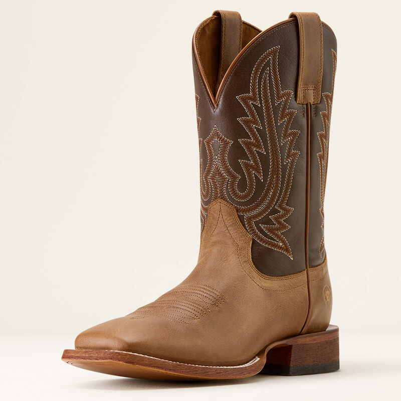Ariat County Roads Wide Square Toe Cowboy Boot - Wheat Tan/Santa Fe Brown
