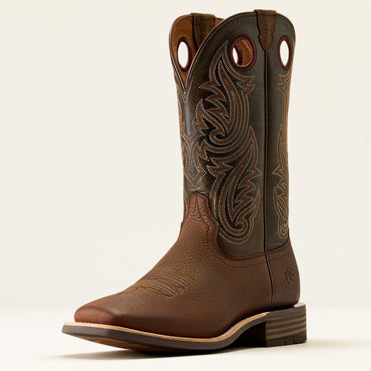 Ariat Highland Toughstock Wide Square Toe Cowboy Boot - Brown Oiled Rowdy/Timber Oliver