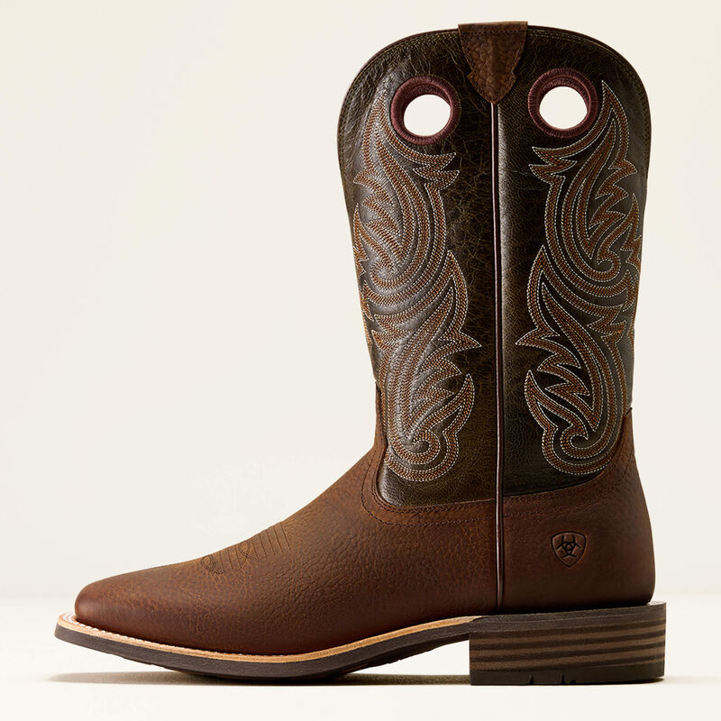 Ariat Highland Toughstock Wide Square Toe Cowboy Boot - Brown Oiled Rowdy/Timber Oliver