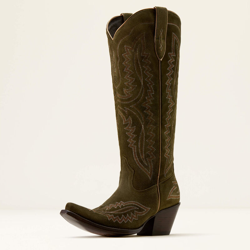 Ariat Casanova X Toe Western Boot - Soft olive suede