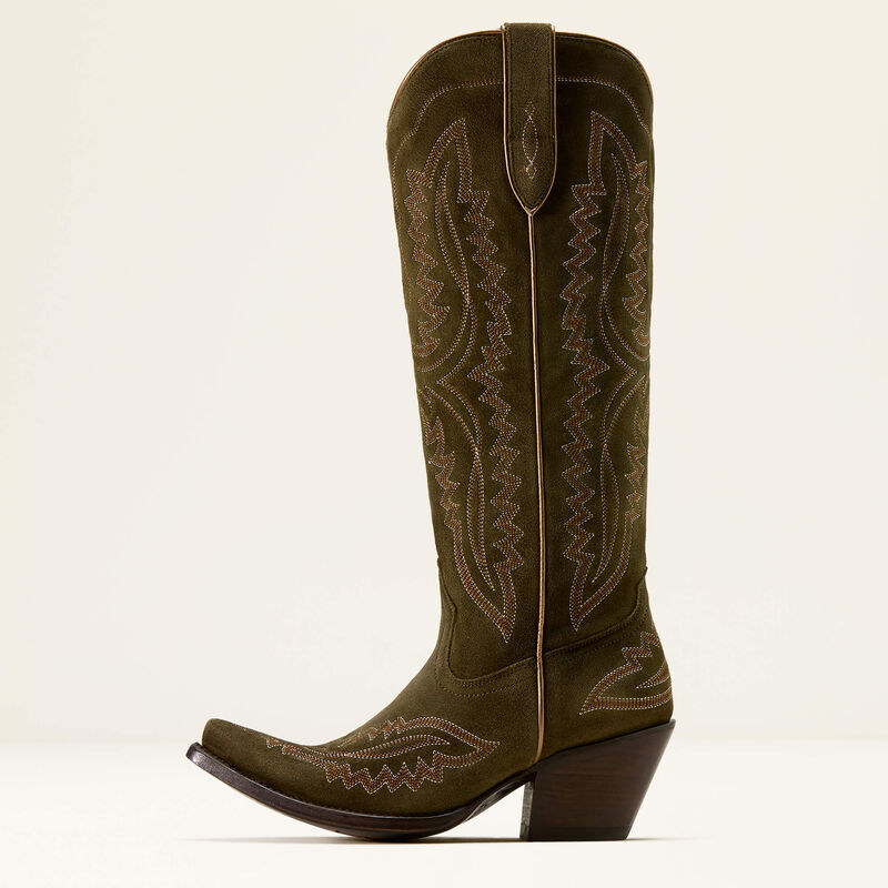 Ariat Casanova X Toe Western Boot - Soft olive suede