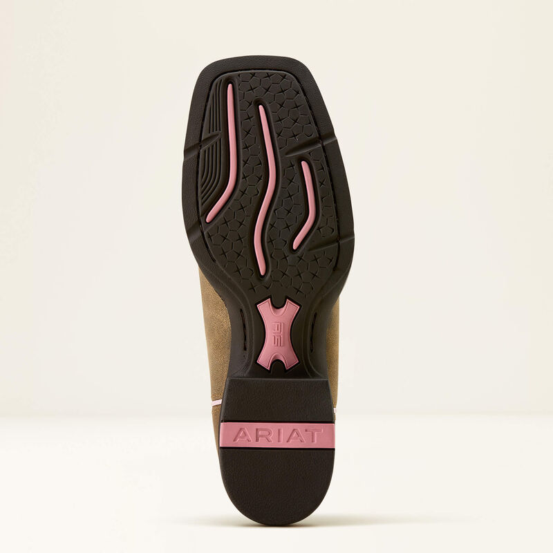 Ariat Round Up Ruidoso Wide Square Toe Western Boot - Brown Bomber/Dusty Rose