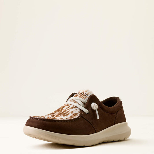Ariat women's Hilo - Coffee bean suede/Speckled cow print