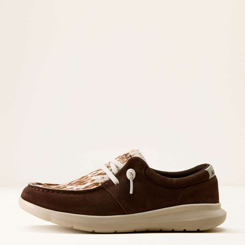 Ariat women's Hilo - Coffee bean suede/Speckled cow print