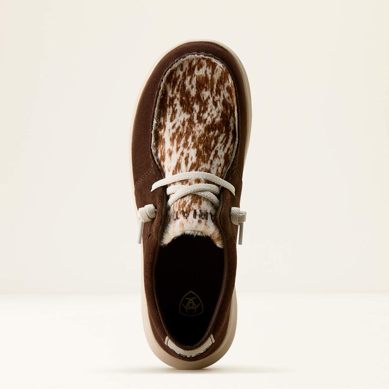 Ariat women's Hilo - Coffee bean suede/Speckled cow print