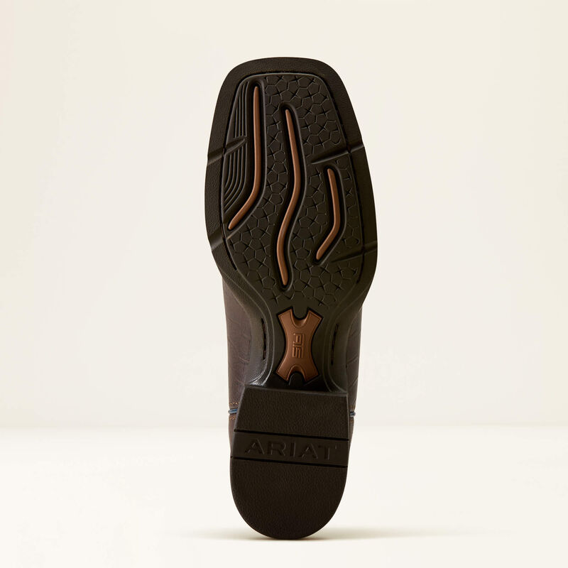 Ariat Round Up Holly wide square toe western boot - Chocolate croc print/Denim croc print