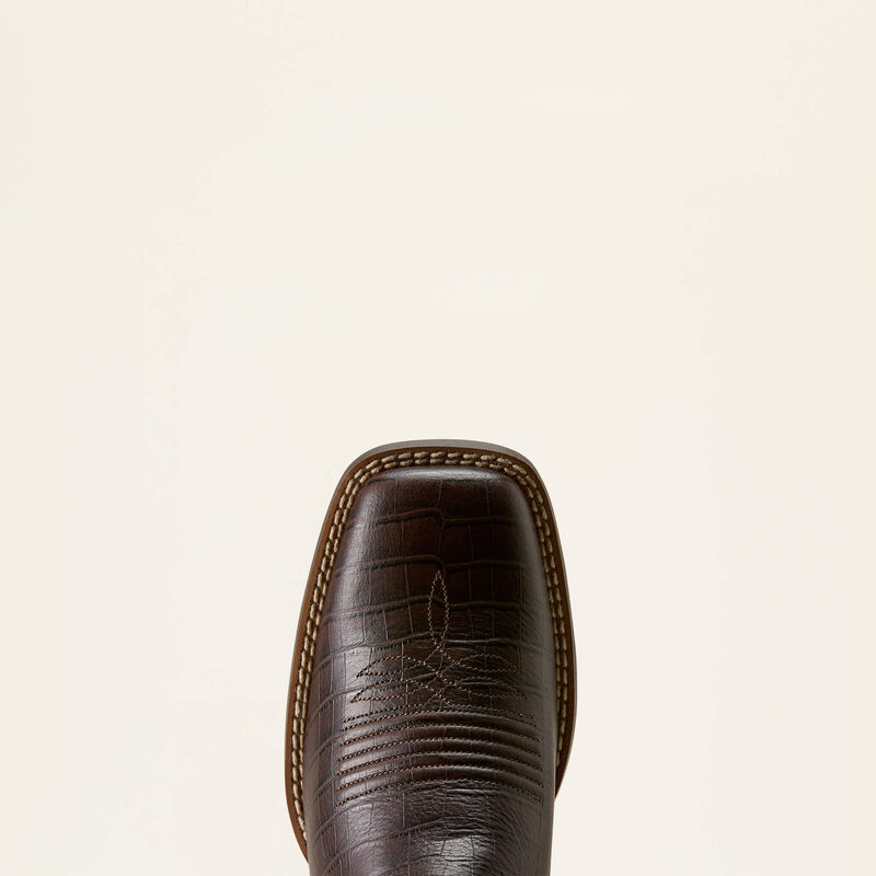Ariat Round Up Holly wide square toe western boot - Chocolate croc print/Denim croc print