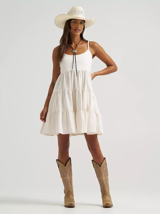 Wrangler women's Wrangler Strappy Tiered Dress - White