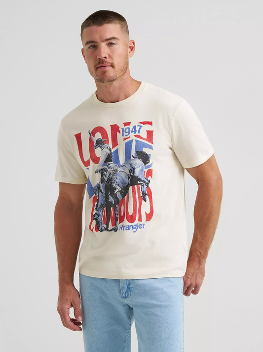 Wrangler Riding Cowboy Graphic T-Shirt - Antique White