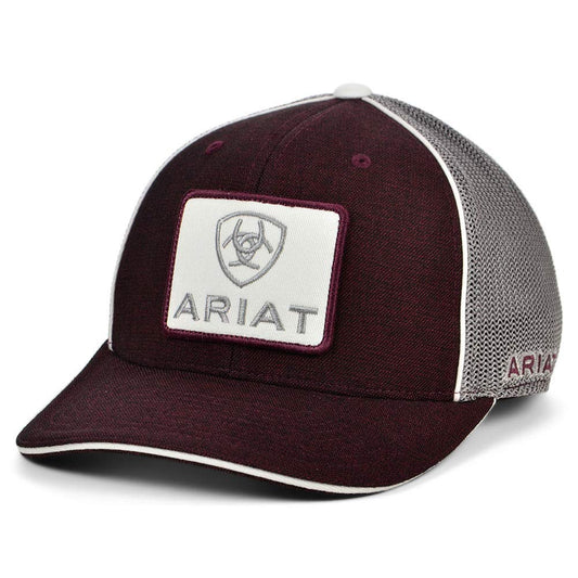 Ariat men's burgundy mesh patch snap back