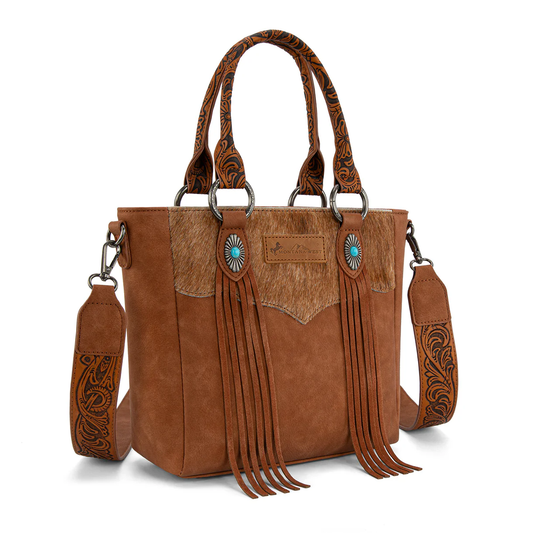 Montana West hair-on hide concealed carry tote bag - Brown