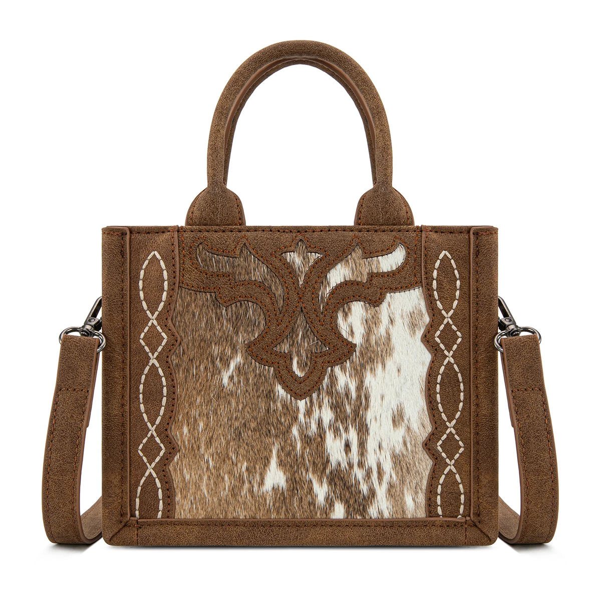 Trinity Ranch western hair-on cowhide Mini Tote/Crossbody - Brown
