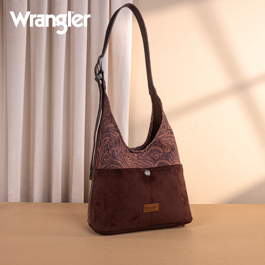 Wrangler Vintage Floral Printed Hobo Bag - Coffee
