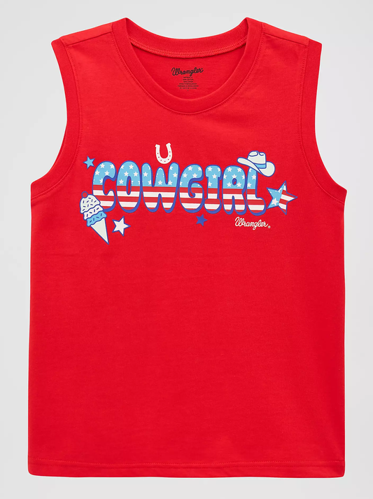 Wrangler girl's Western graphic tank - Red