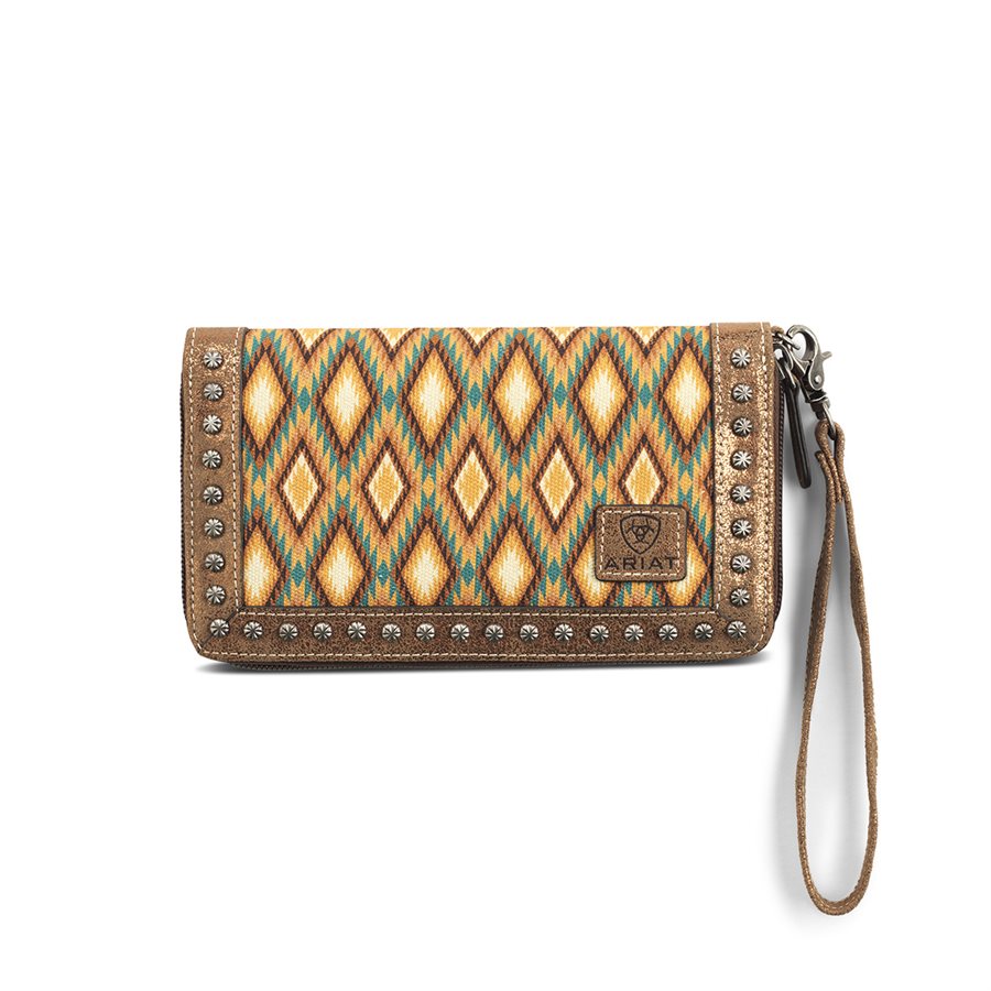 Ariat metallic bronze genuine leather wallet