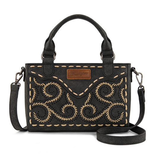 Wrangler Embroidered Swirl mini satchel/crossbody - Black