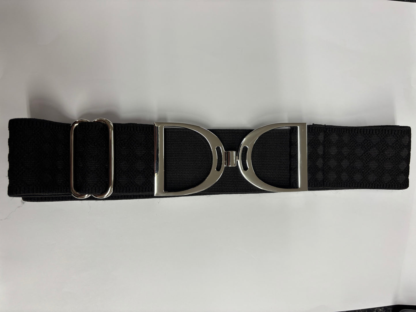 Elastic silver stirrup buckle belt