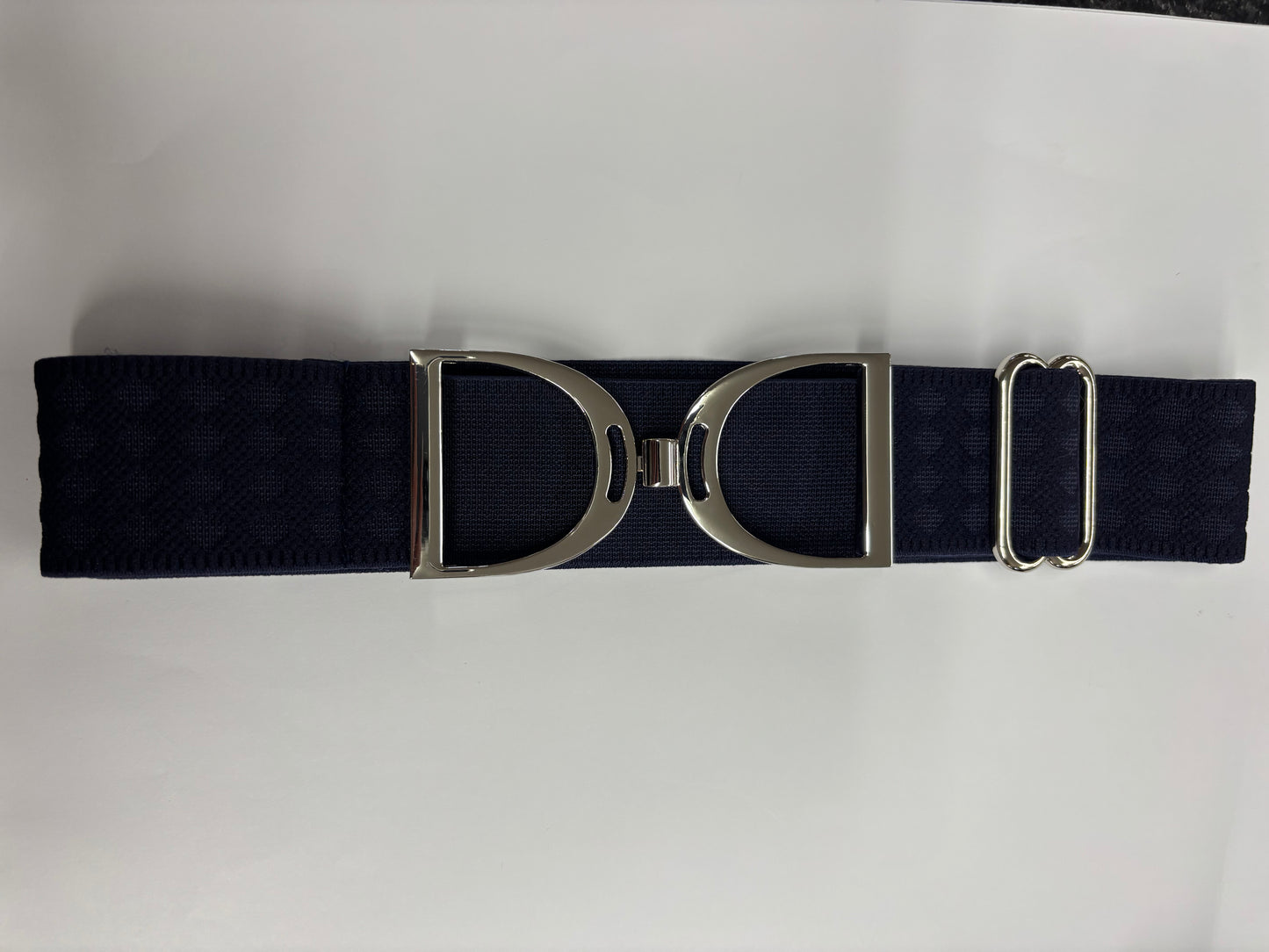 Elastic silver stirrup buckle belt