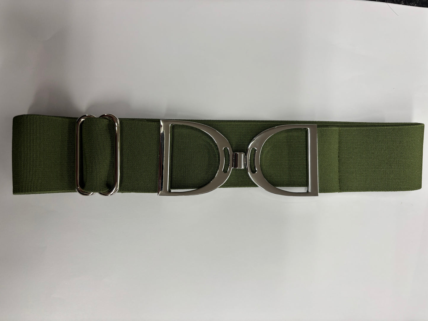 Elastic silver stirrup buckle belt