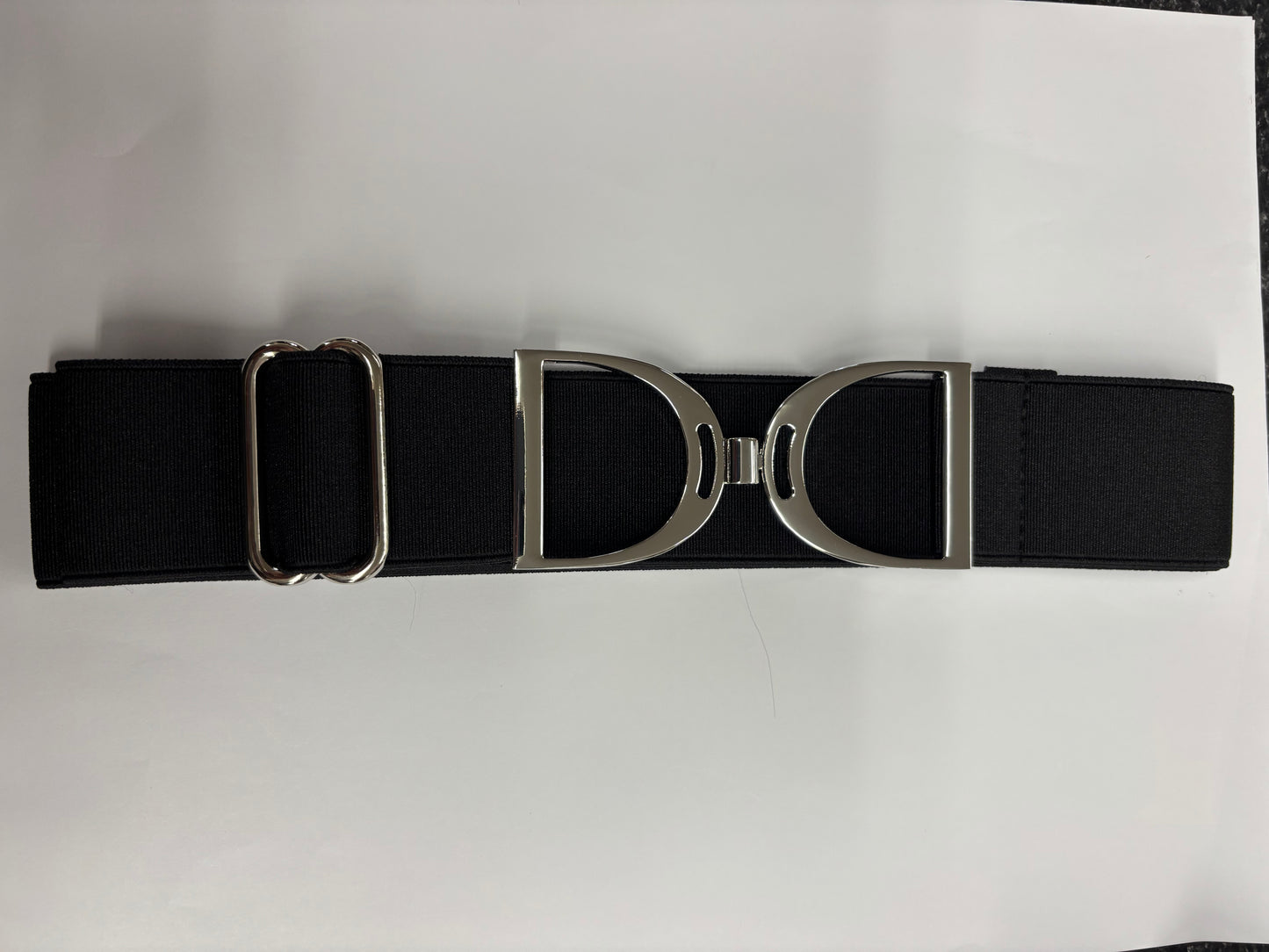 Elastic silver stirrup buckle belt