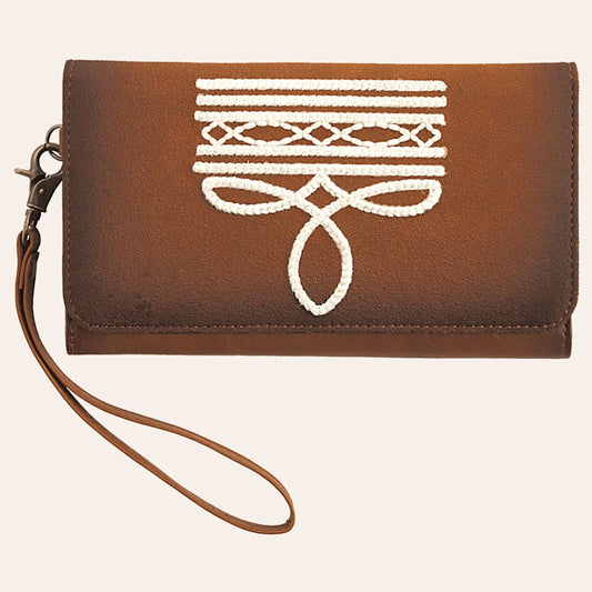 Angel Ranch Maeve cinnamon & boot stitch wristlet