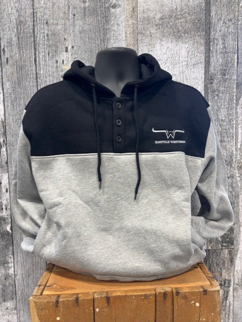 Hostile button up hoodie - Black/grey