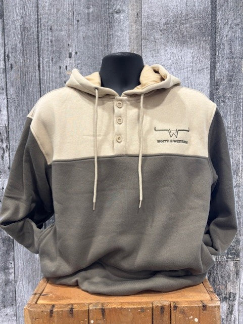 Hostile button up hoodie - Beige/green
