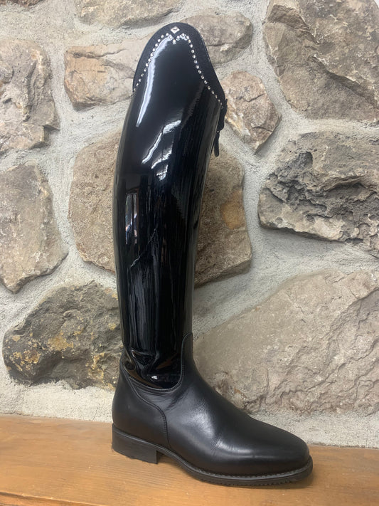 DeNiro Raffaello Patent Black tall boots - 38 MAL