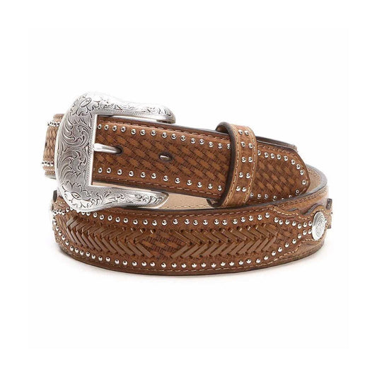 Nocona Ostrich woven tooled concho belt