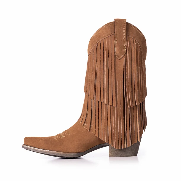 Montana West fringe snip toe western boots - Brown *SIZE 8B*