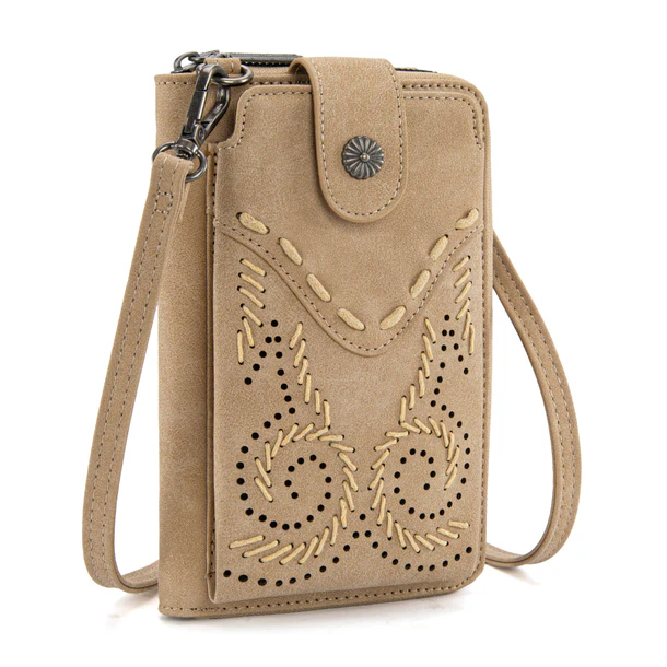 Wrangler Western Stitch RFID Phone Crossbody Wallet/Crossbody - Tan