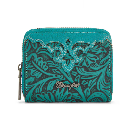 Wrangler tooled zip-around wallet - Turquoise