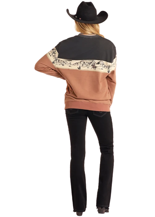 Rock & Roll scenery border sweatshirt - Black