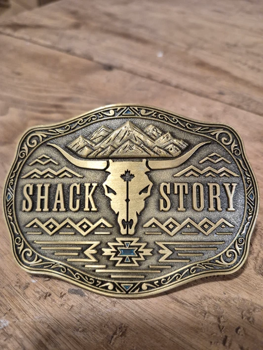 Shack Story Gold & Aqua belt buckle