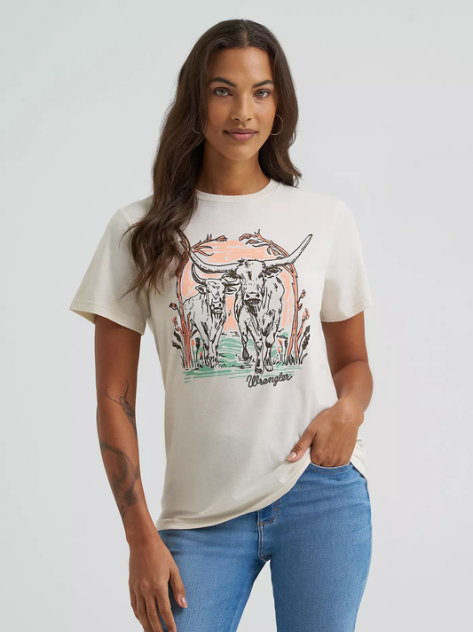 Wrangler Bull Arbor Reg Fit Graphic Tee - Silver Birch Heather