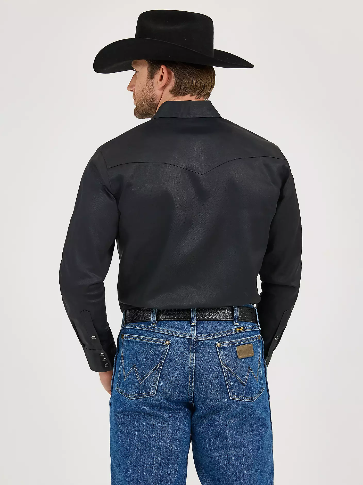 Cowboy Cut® firm finish twill western snap work shirt - Black