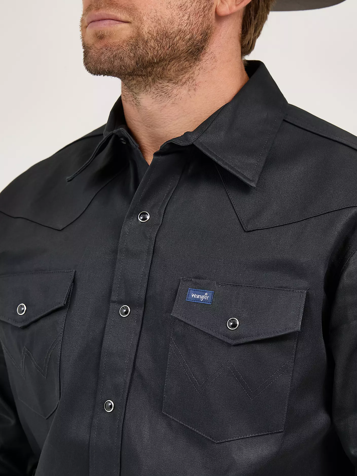 Cowboy Cut® firm finish twill western snap work shirt - Black
