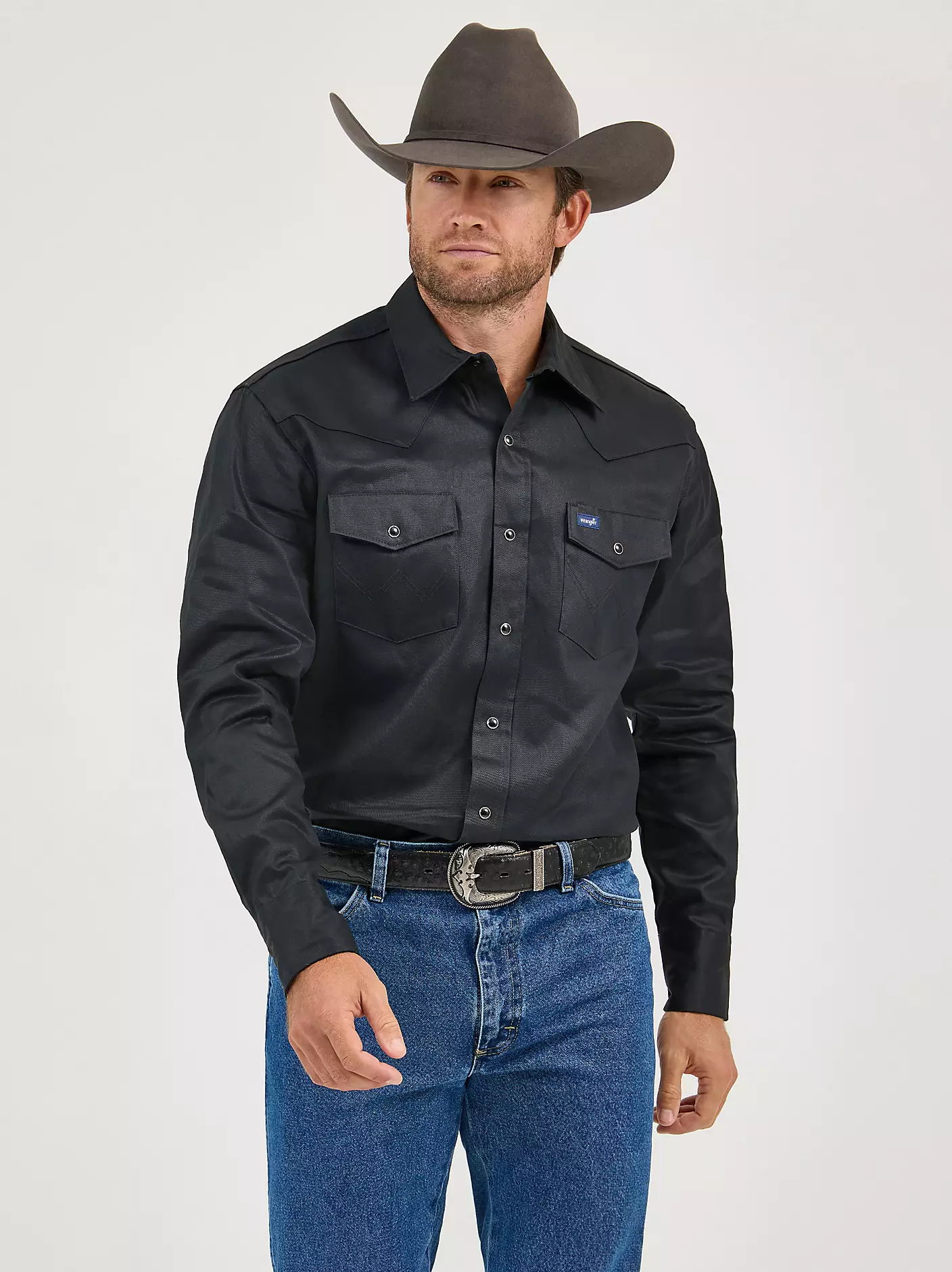 Cowboy Cut® firm finish twill western snap work shirt - Black