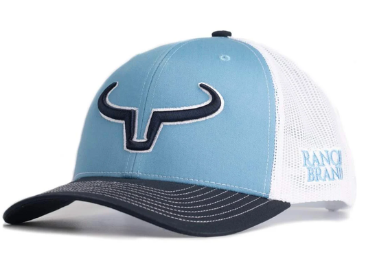 Ranch Brand Rancher cap - Powder Blue / Navy & White Mesh | Navy Blue & White Logo