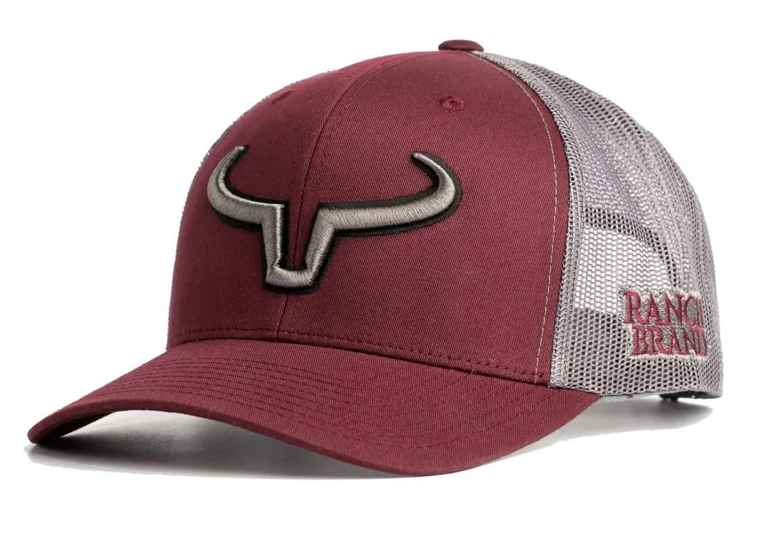 Ranch Brand Rancher cap - Bourgogne & Mesh Gris | Gray & Black Logo