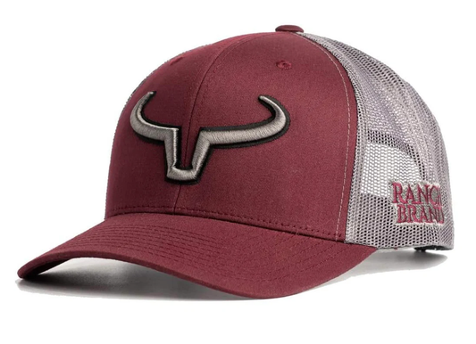 Ranch Brand Rancher cap - Bourgogne & Mesh Gris | Gray & Black Logo