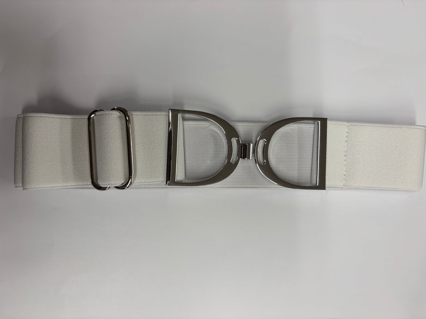 Elastic silver stirrup buckle belt