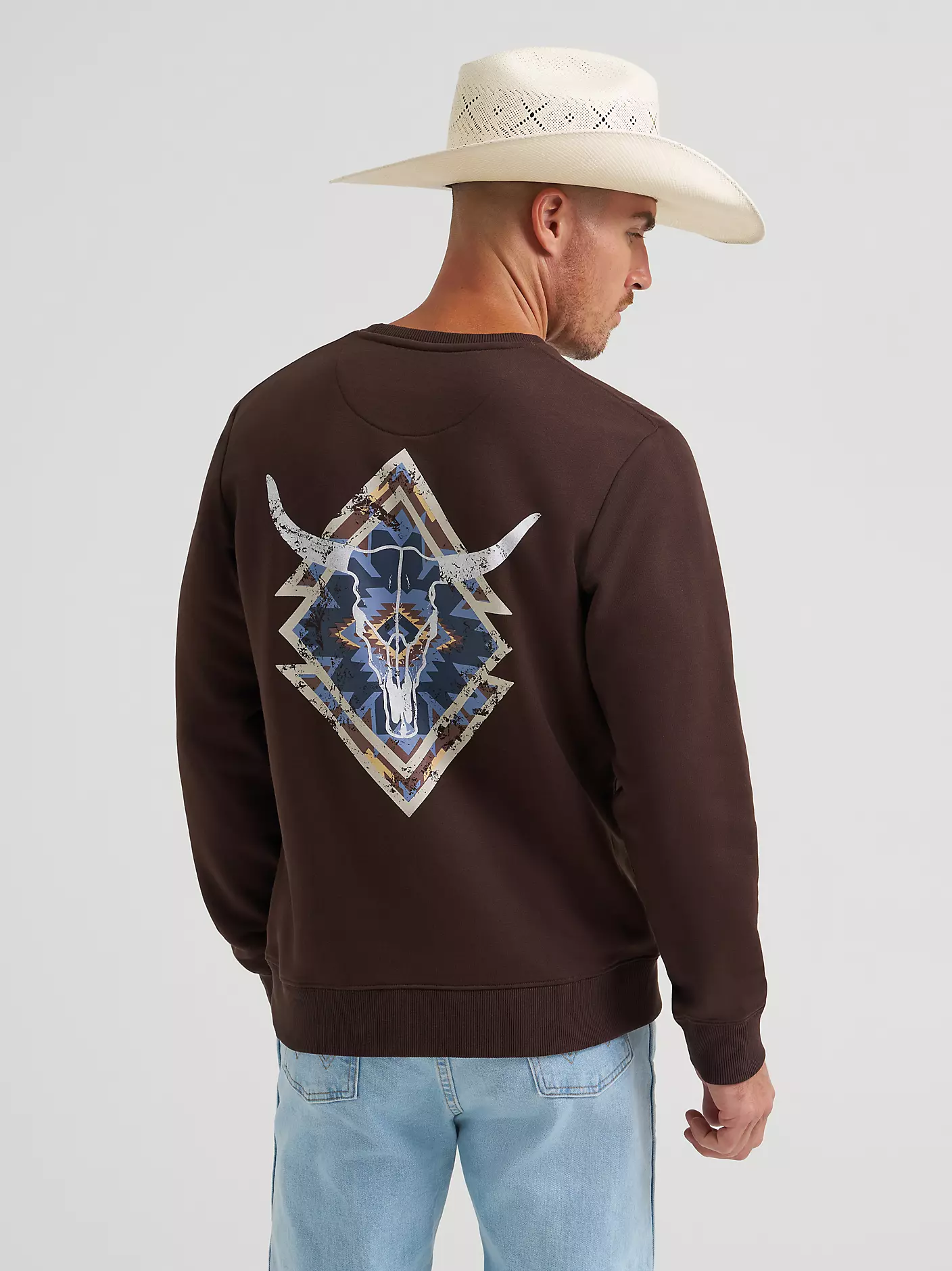 Wrangler Skull Steer Graphic Fleece Sweatshirt