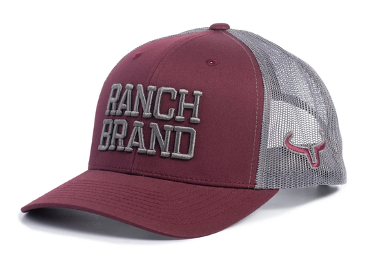 Ranch Brand Big Ranch cap - Burgundy & Gray Mesh/Gray logo