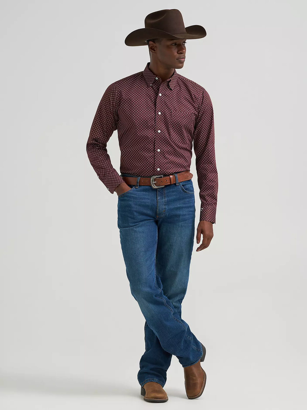 Wrangler x Cody Johnson One Pocket Button Down Shirt - Wine